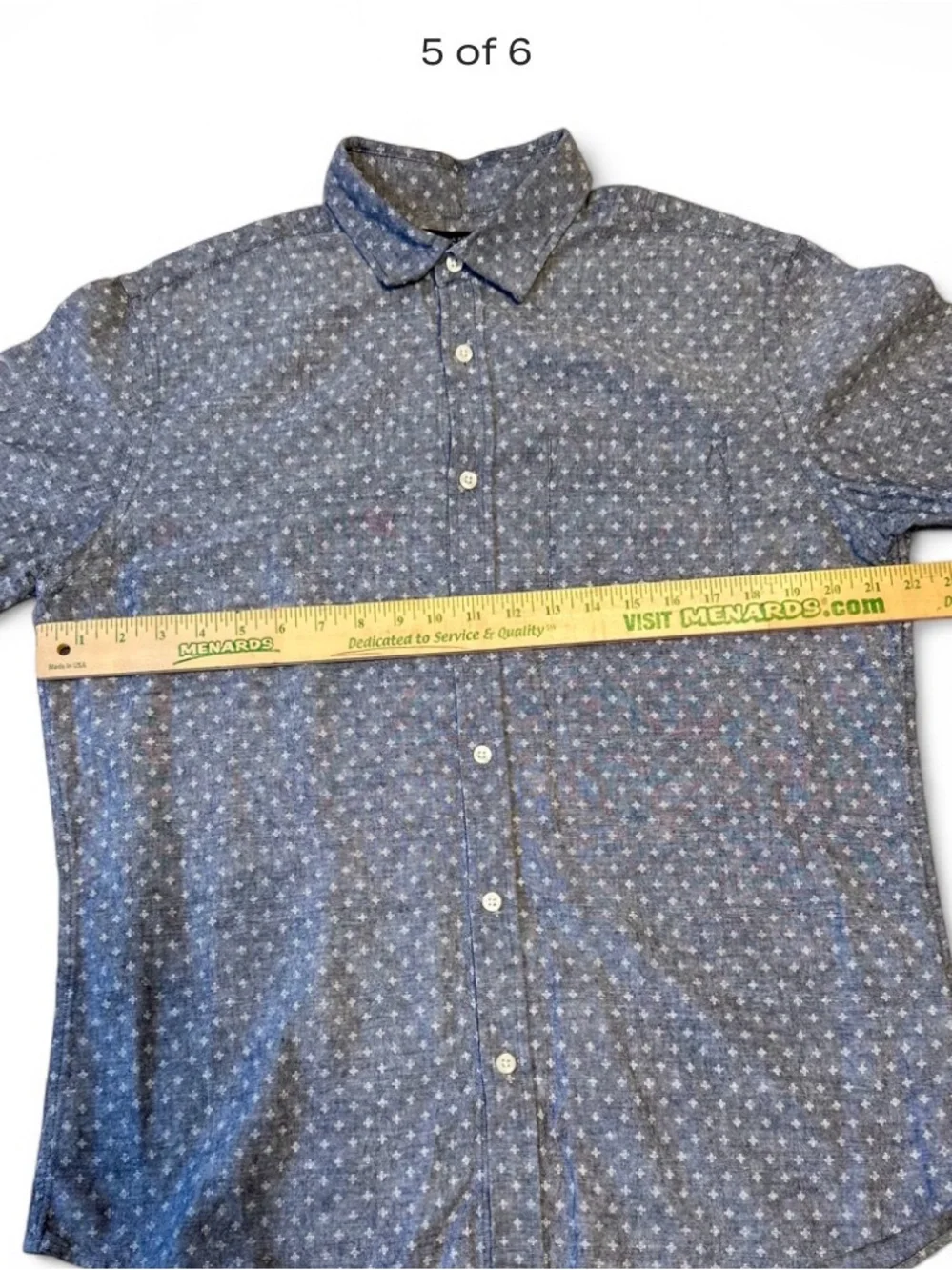 Banana Republic Linen Slim Fit Short-Sleeve Casual Button-Down Shirt - L in Blue